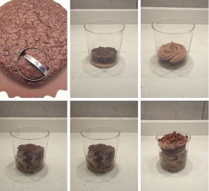 fasi preparazione coppa al cioccolato e caramello